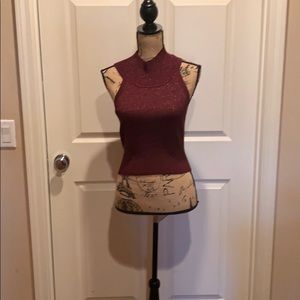 Burgundy metallic crop top.